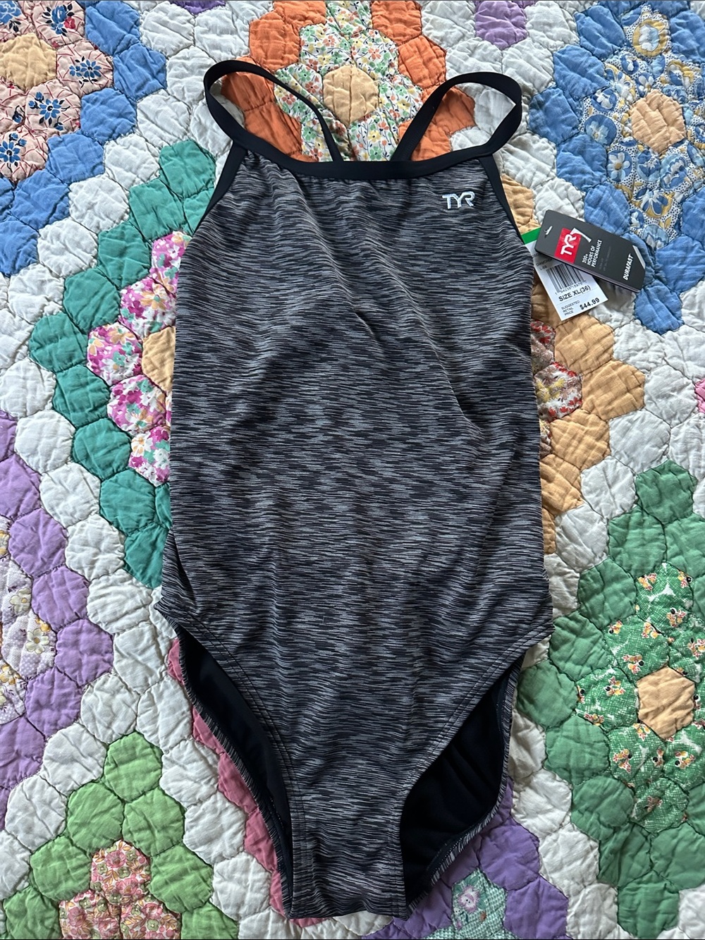 TYR Girls' Black Space-Dye One-Piece Swim Suit